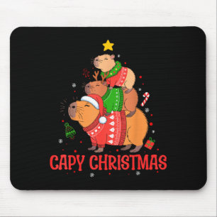Cappy Holidays Capybara Christmas Cute Capy Xmas T Mouse Pad
