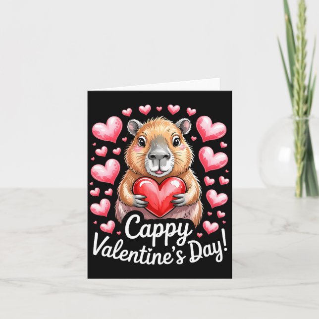 Cappy Valentine’s Day Cute Capybara Heart Design P Card (Front)