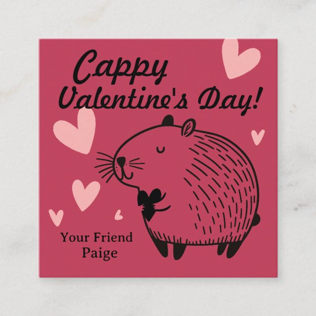 Cappy Valentine's Day | Capybara Valentine  Enclosure Card (Front)