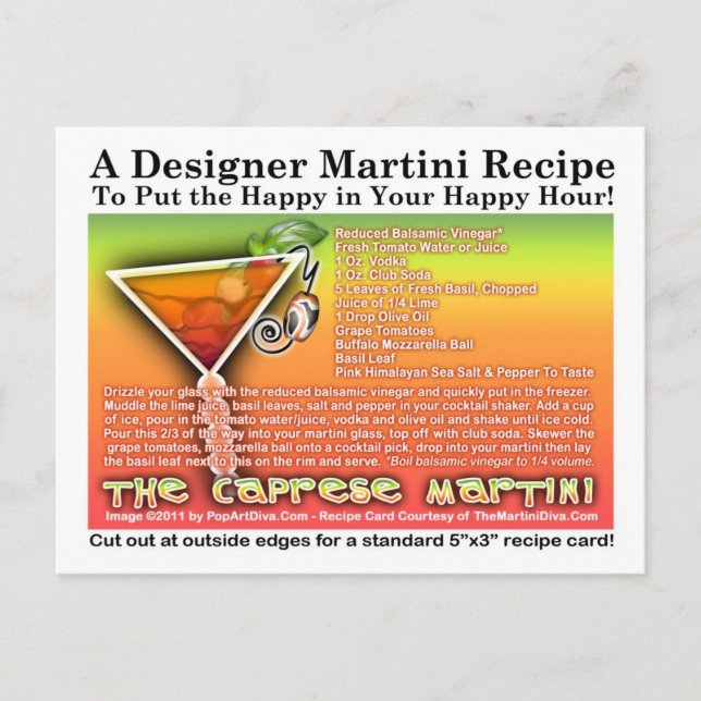 Caprese Martini Recipe Postcard (Front)