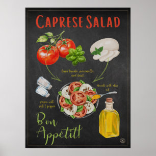 Caprese Salad Recipe - Italian Kitchen Poster