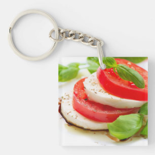 Caprese Salad. Tomato and Mozzarella slices Key Ring