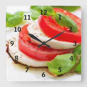 Caprese Salad. Tomato and Mozzarella slices Square Wall Clock