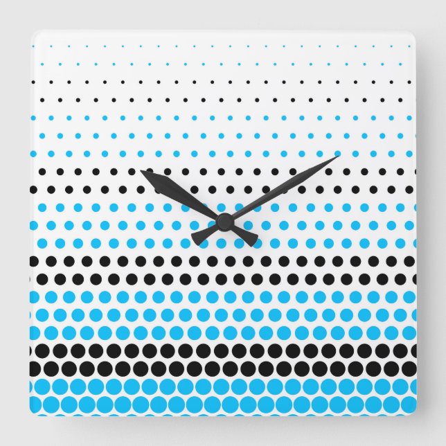 Capri and Black Polka Dot Square Wall Clock (Front)