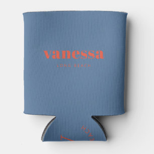 Capri Blue Minimal Modern Classic Name Can Cooler