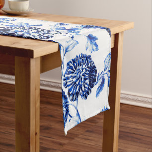 Capri Blue Vintage Botanical Floral Toile No.2 Short Table Runner