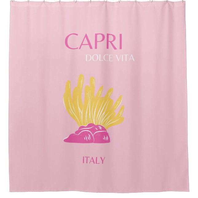 CAPRI, Capri Travel Art, Preppy, Preppy Room, Pink Shower Curtain (Front)