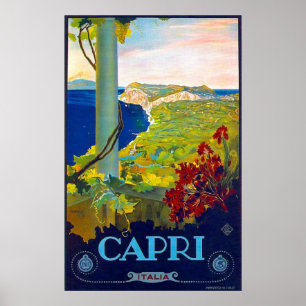 Capri, coastline, sea, Italy, Italian riviera Poster
