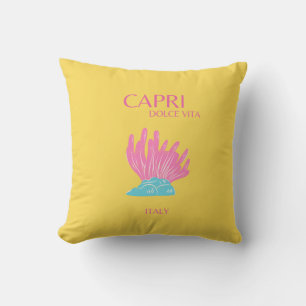 Capri Dolce Vita, Travel Art, Yellow Cushion