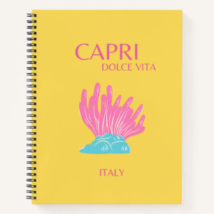 Capri Dolce Vita, Travel Art, Yellow Notebook