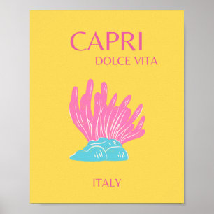 Capri Dolce Vita, Travel Art, Yellow Poster