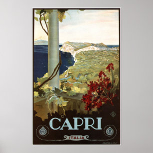CAPRI ITALIA Travel Advertisement Vintage Italian Poster