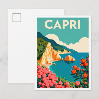 Capri Italy Art vintage Travel Postcard