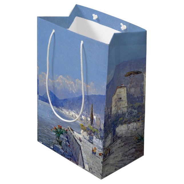 Capri Italy Island Ocean Flowers Blue Sea Gift Bag (Back Angled)