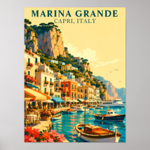 Capri Italy Marina Grande Harbour Souvenir Poster