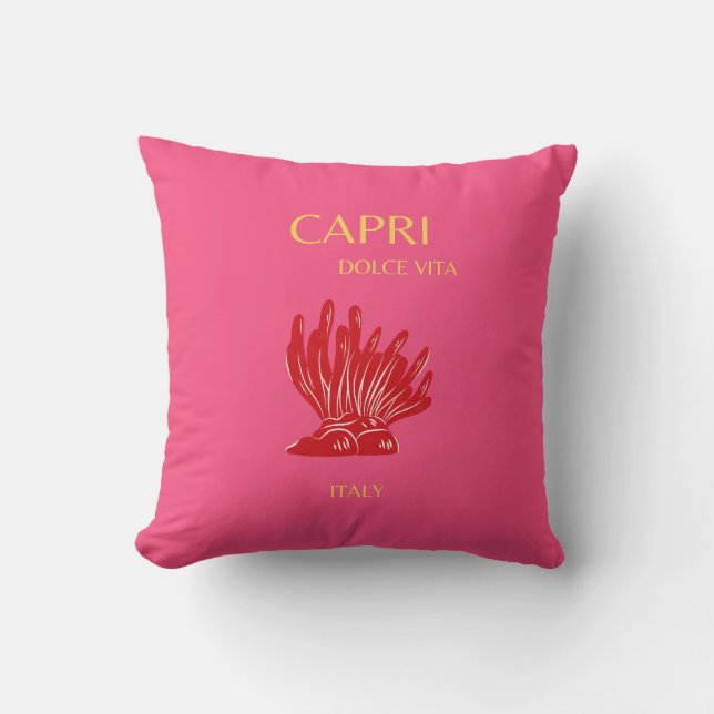 Capri, Italy, Pink Cushion (Front)