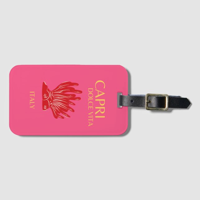 Capri, Italy, Pink Luggage Tag (Front Horizontal)