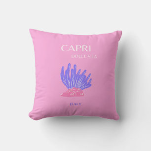 Capri, Italy, Preppy, Pink Cushion