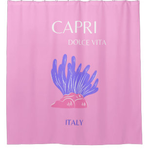 Capri, Italy, Preppy, Pink Shower Curtain