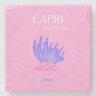 Capri, Italy, Preppy, Pink Stone Coaster