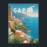 Capri Italy Travel Art Vintage Postcard<br><div class="desc">Capri retro vector travel design. Capri,  an island in Italy’s Bay of Naples,  is famed for its rugged landscape.</div>