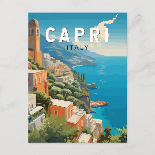 Capri Italy Travel Art Vintage Postcard (Front)