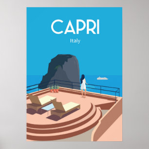 Capri Italy travel poster Blue sea