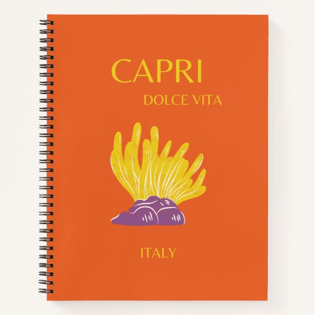 Capri, Italy, Travel, Preppy, Orange Notebook (Front)