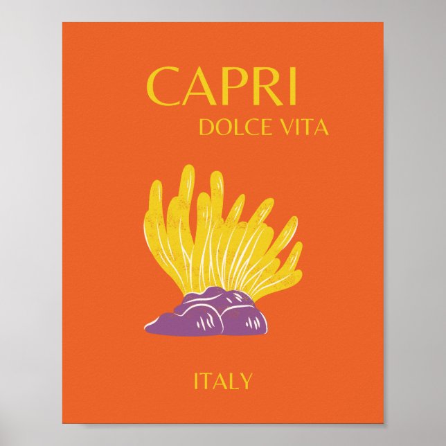 Capri, Italy, Travel, Preppy, Orange Poster (Front)