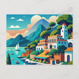 Capri Italy Travel Vintage Stylist Postcard