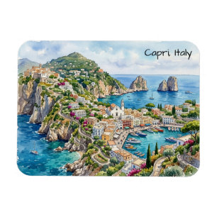 Capri Italy Travel Watercolor Minimalist Travel Magnet