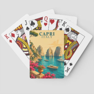 Capri Italy Vintage Travel Faraglioni Sea Stacks Playing Cards