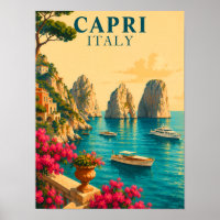 Capri Italy Vintage Travel Faraglioni Sea Stacks