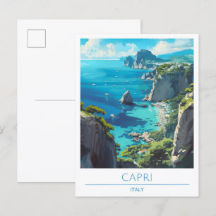 Capri Italy Vintage Travel  Postcard