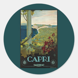 Capri, Italy, Vintage Travel Poster Art Italia Classic Round Sticker