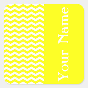 Capri Lemon Wave Chevron with name Square Sticker