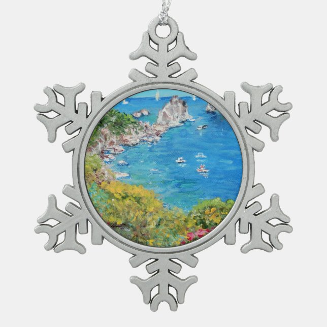 Capri - Pewter Snowflake Ornament (Front)