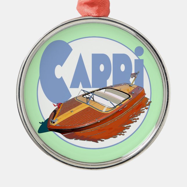 Capri Powerboat Metal Ornament (Front)