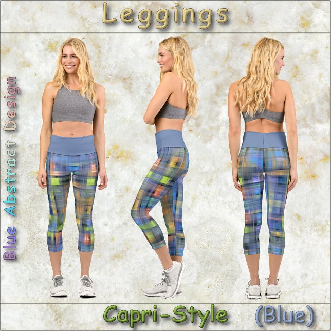 CAPRI STYLE LEGGINGS - Blue Abstract Design (Creator Uploaded)