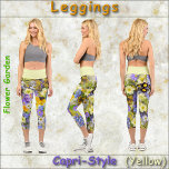 CAPRI STYLE LEGGINGS - "Flower Garden" - Yellow<br><div class="desc">A floral art image entitled "Flower Garden" is featured on these colourful Leggings. Available in five women's sizes (XS, S, M, L, XL). See "About This Product" description below for general sizing and product info. The floral image covers the entire pair of leggings by default except for the high waistband....</div>