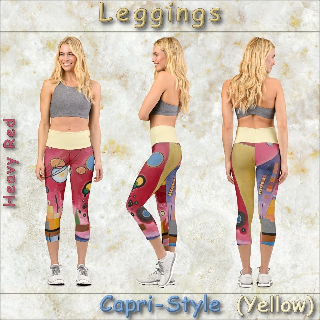 CAPRI-STYLE LEGGINGS -Heavy Red -Abstract +Yellow  (Creator Uploaded)