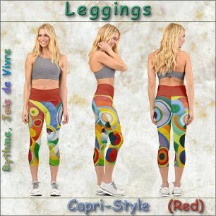 CAPRI STYLE LEGGINGS - "Rythme" - Abstract + Red