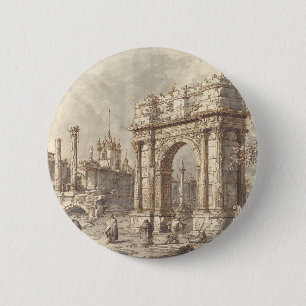 Capriccio with a Roman Triumphal Arch 6 Cm Round Badge