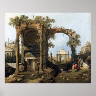 Capriccio with classical ruins and buildings poster