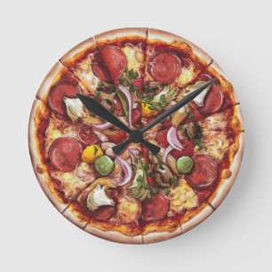 Capricciosa Pizza Round Clock