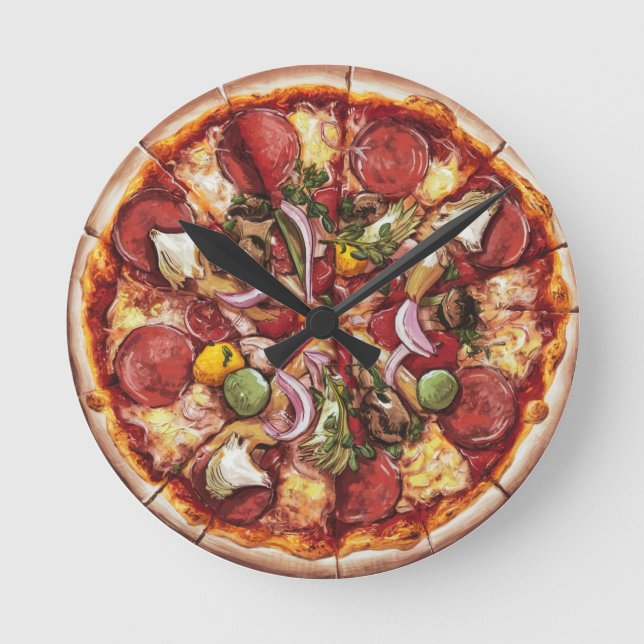 Capricciosa Pizza Round Clock (Front)