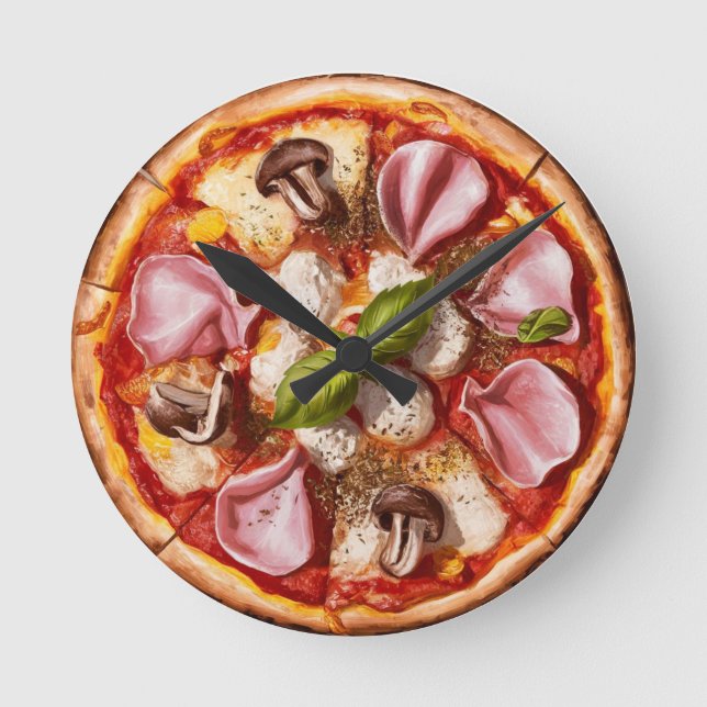 Capricciosa Pizza Round Clock (Front)