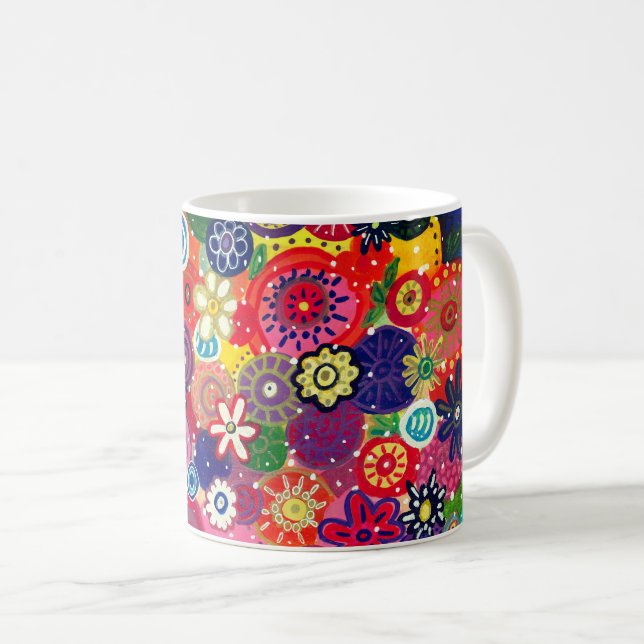 Capricious Happy Colourful Tree Original Artwork Coffee Mug (Front Right)