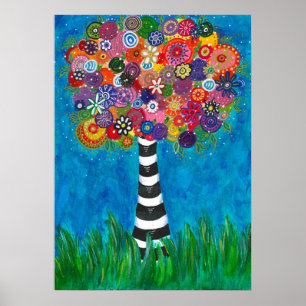 Capricious Happy Colourful Tree Original Artwork Poster