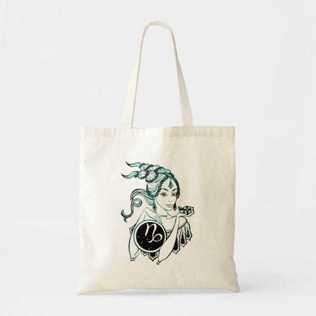 Capricorn Art Deco Lady Tote Bag (Front)